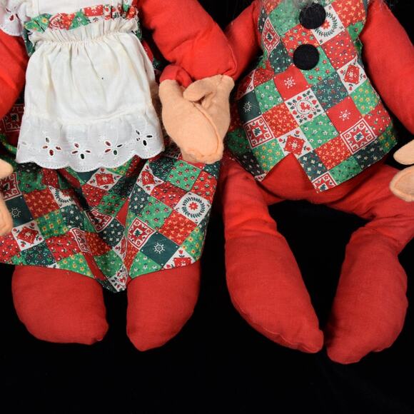 Vtg Annalee Mr & Mrs Santa Claus Calico Christmas Holiday Collectible 1963/1971 - Picture 7 of 16